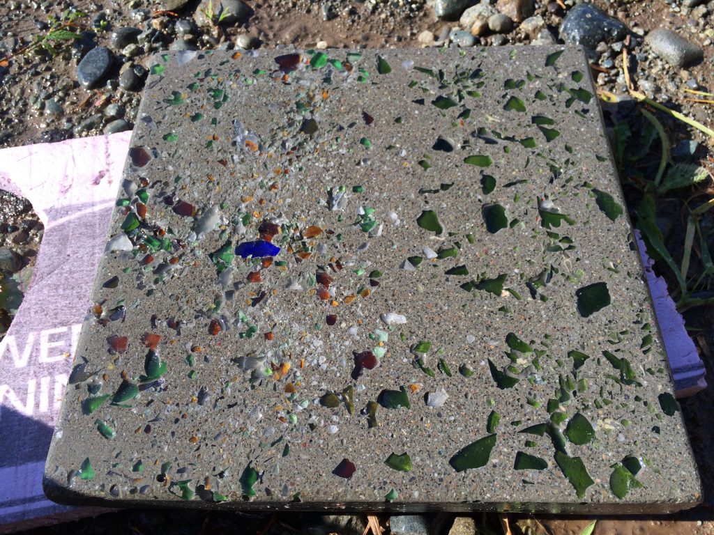 concrete countertop with glass